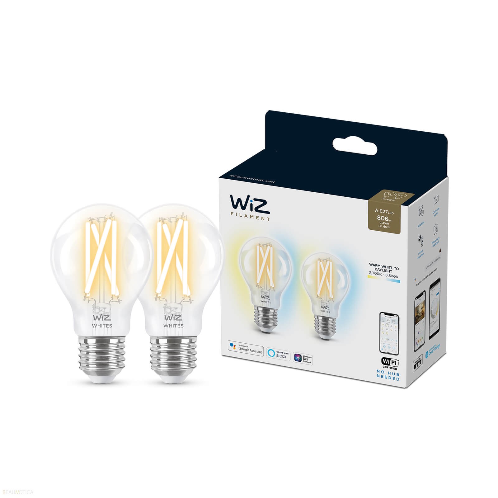 WiZ E27 Filament Edisonlamp Tunable White 2-Pack