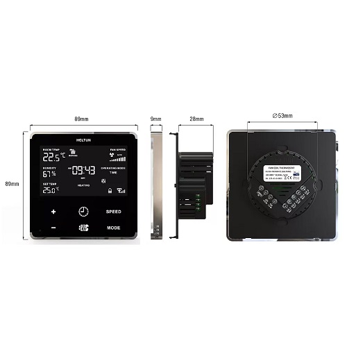 Heltun Fan Coil Thermostat Z-Wave Plus zwart-matzwart