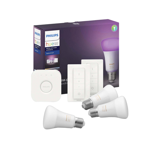 Philips Hue Starter Pack 3 E27 Color Lampen 2 Schakelaars + Bridge