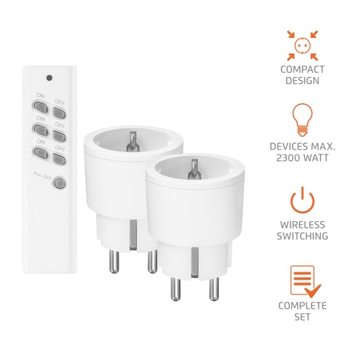 KlikAanKlikUit Slimme Stekker Set 433mhz 2300W 2x