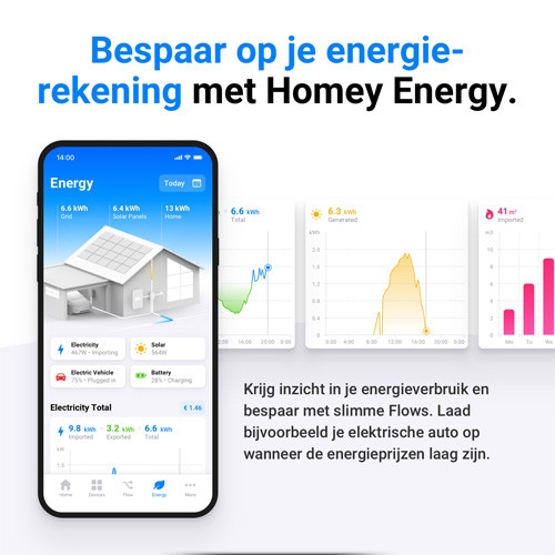 Homey Pro Met Energy Dongle en Amina S EV thuislader 20A Afbeelding