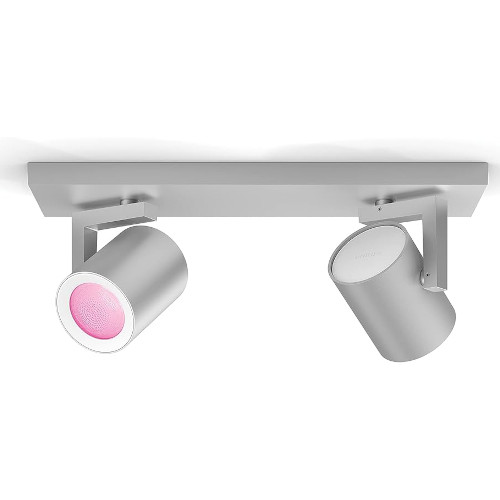 Philips Hue GU10 Argenta White Color Ambiance Opbouwspot 2-spots Aluminium