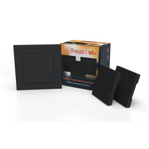 Heatit Z-push Wall Controller zwart Z-wave packshot