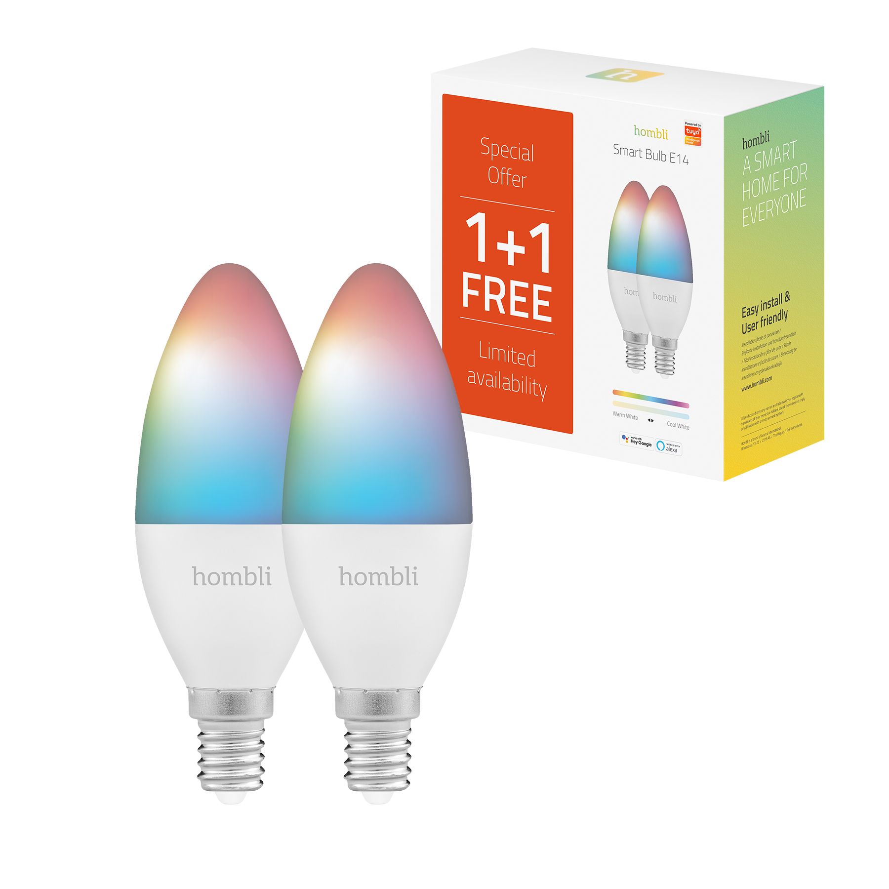 Hombli Slimme Lamp RGBW E14 4.5W WiFi 1 + 1 gratis!