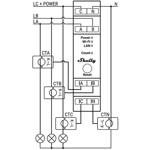 Shelly Pro 3EM aansluitschema