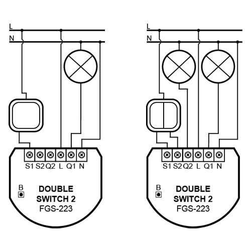 FIBARO Double Switch 2 aansluitschema