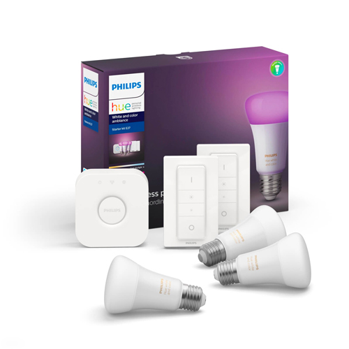 Philips Hue White Ambiance starterkit LED E27 9W dimbaar 3 pack Philips Hue White Ambiance starterkit LED E27 9W dimbaar 3 pack