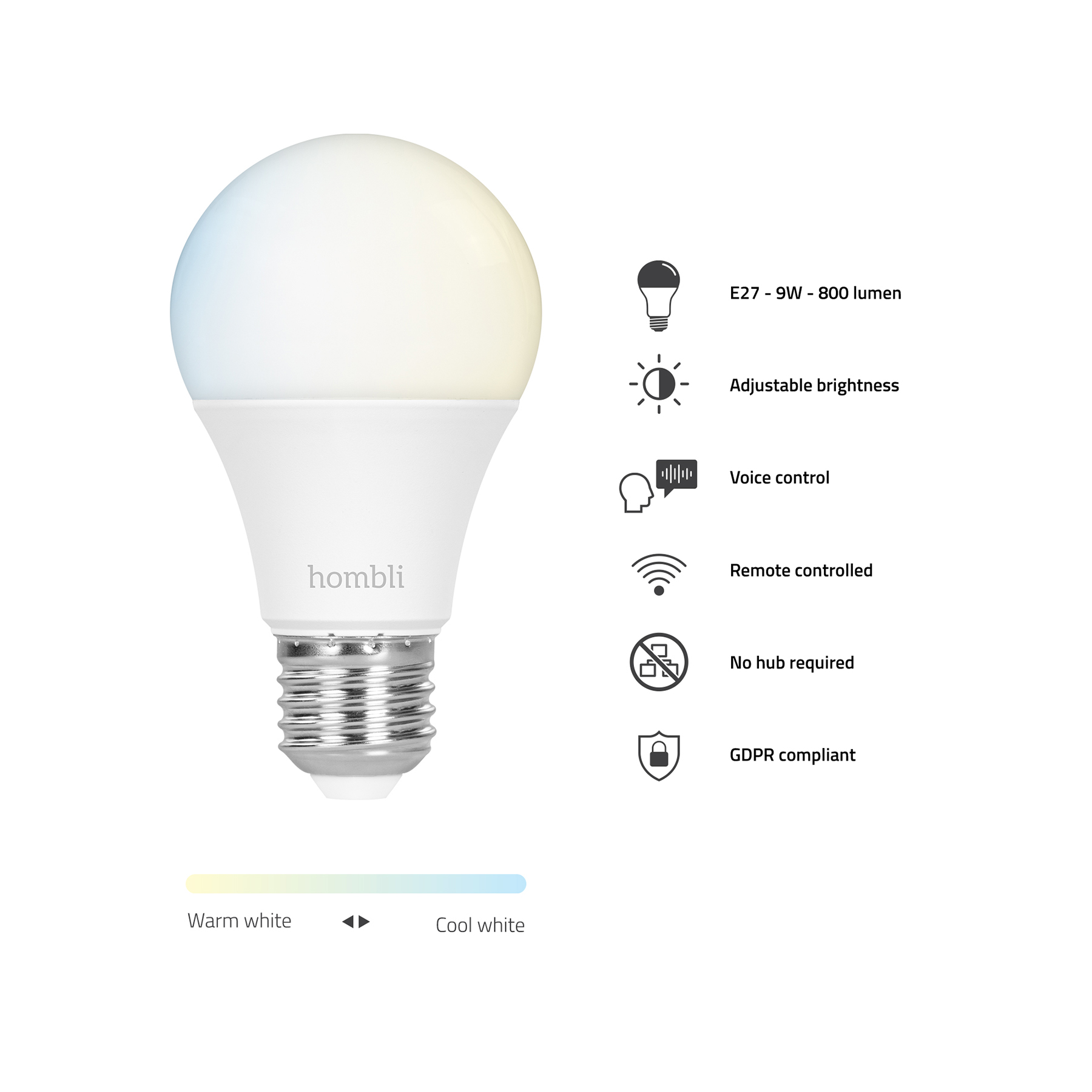 Hombli Slimme Lamp E27 9W WiFi