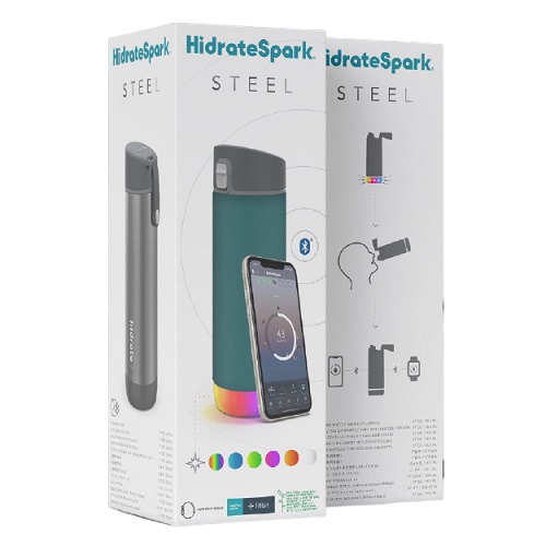 Hidrate Spark Steel slimme waterfles (500 ml) - straw black