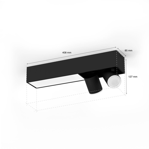 Philips Centris Opbouwspot White and Color Ambiance 2-Spot Zwart