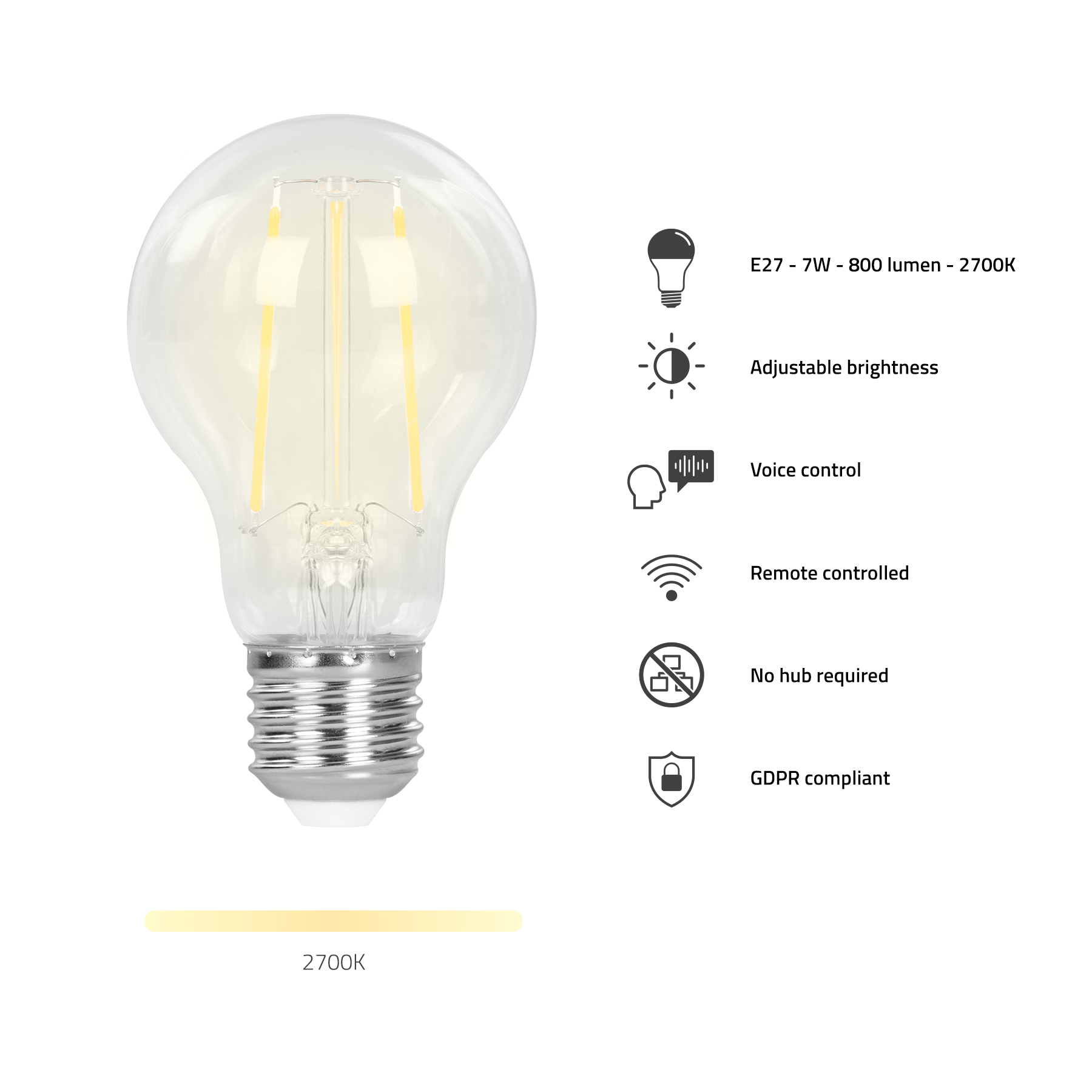 Hombli Slimme Filament Lamp E27 7W WiFi 4 pack