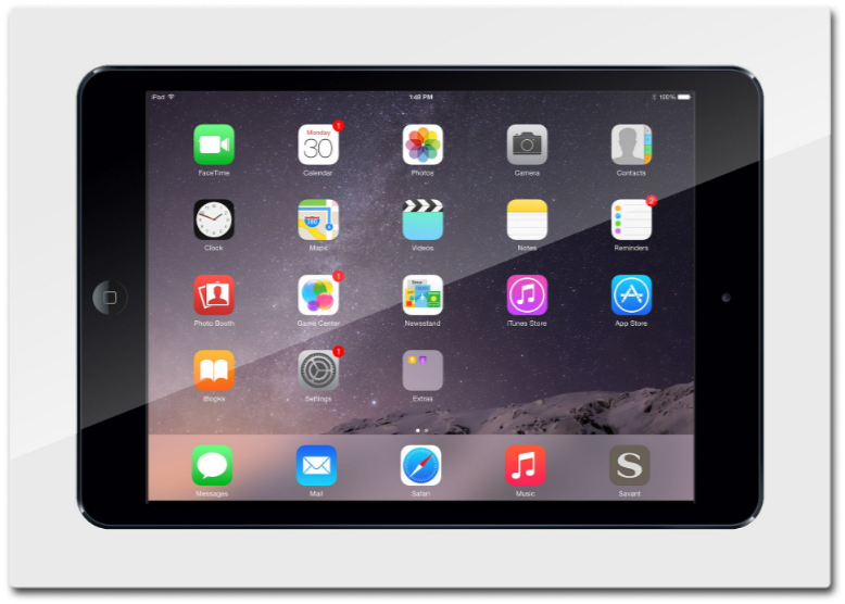 Verzonken wandhouder in gloss white voor iPad Air Simplidock 9.7inch
