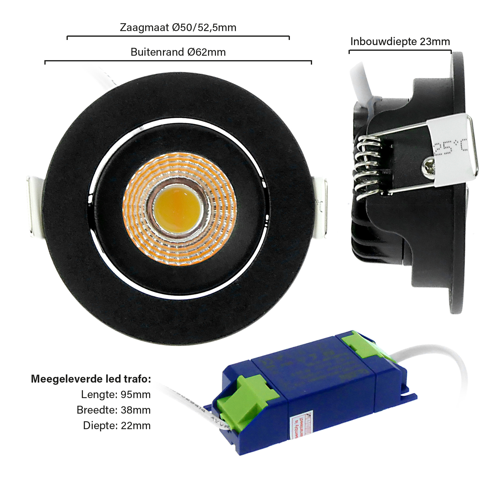 Plafondspot met dim-to-warm lichtbron