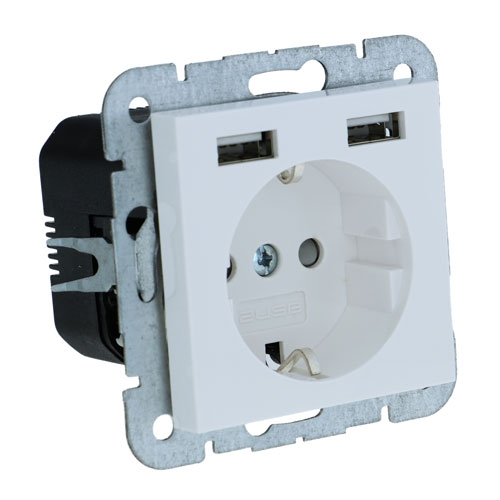 2USB Usb Stopcontact System55 Glossy White