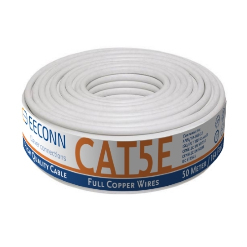 Eeconnect Cat5e 50m UTP kabel Massief Grijs