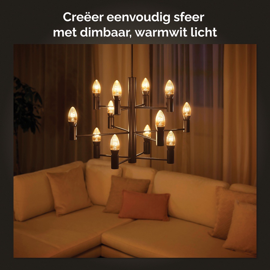 Philips Hue E14 White Lamp Candle Filament Duo-Pack Demo