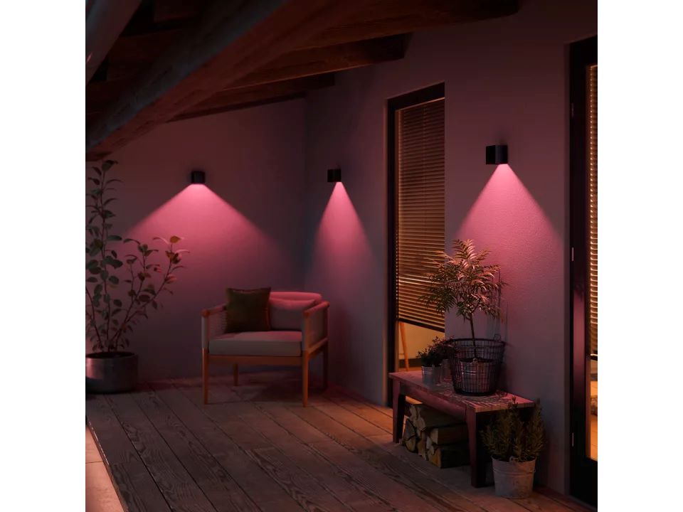 Philips Hue Resonate Down White and Color Wandlamp Zwart Sfeer