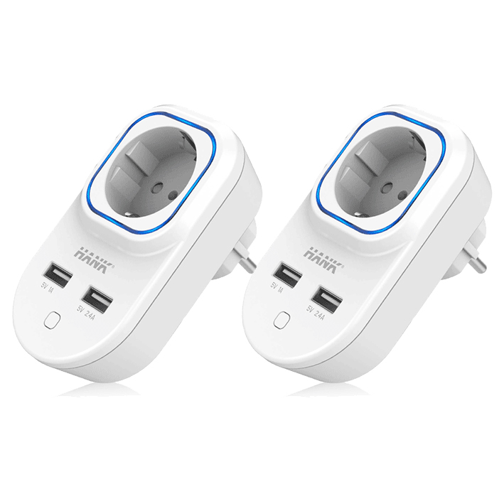 Hank Slimme Stekker Incl 2 Usb | 2-pack