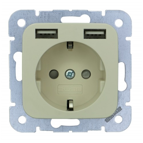2USB Wall Outlet Usb Glossy Cream