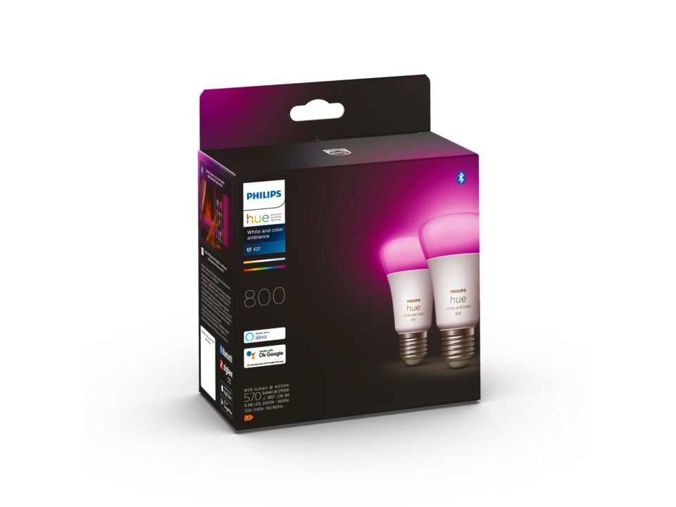 Philips Hue E27 White color ambiance 800 lumen packaging