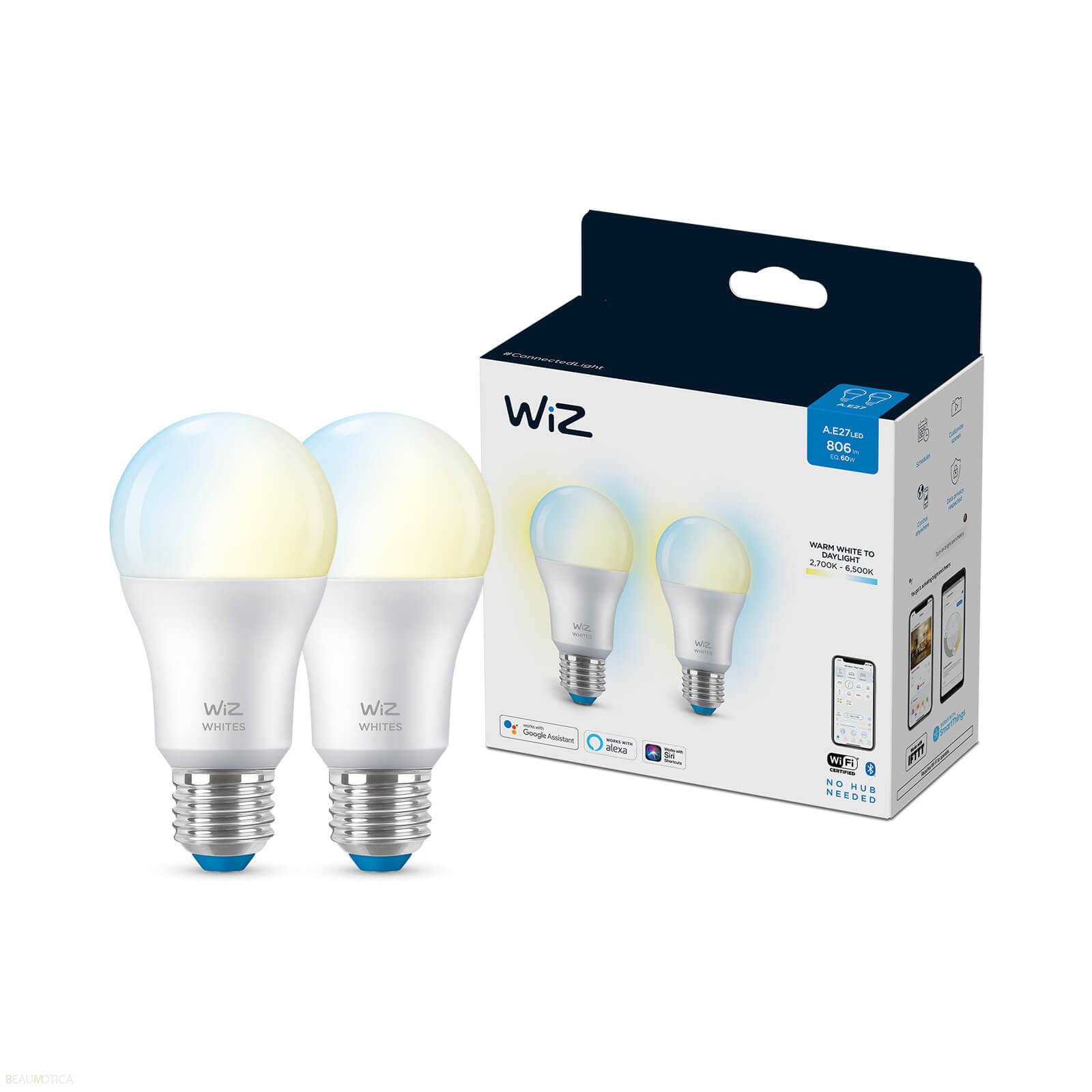 WiZ A60/E27 Lamp Tunable White 2-Pack