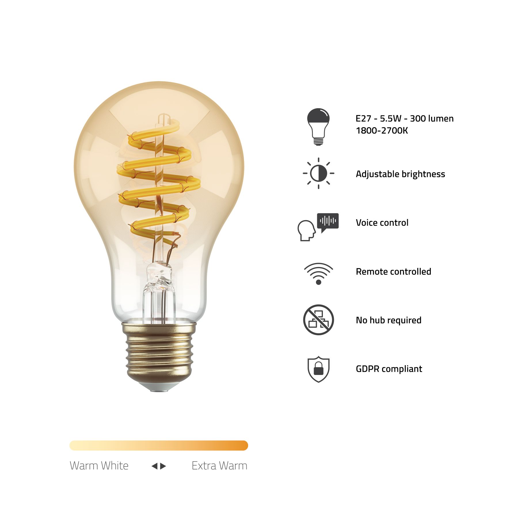 links slinger gekruld WiFi Lamp E27 A60 | Hombli | We ❤️ Smart! | ROBBshop