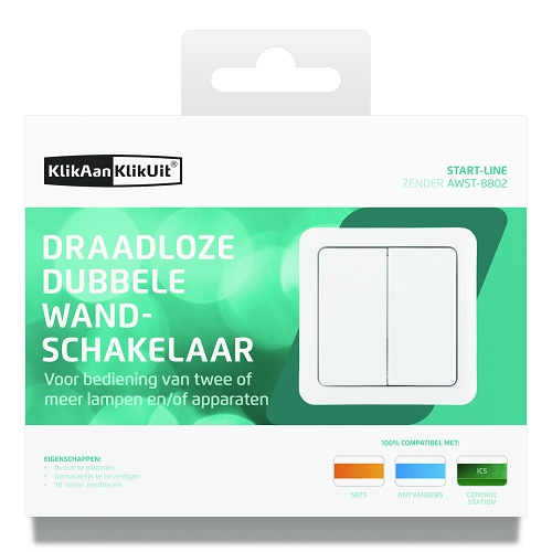 KlikAanKlikUit Draadloze Dubbele Schakelaar 433mhz