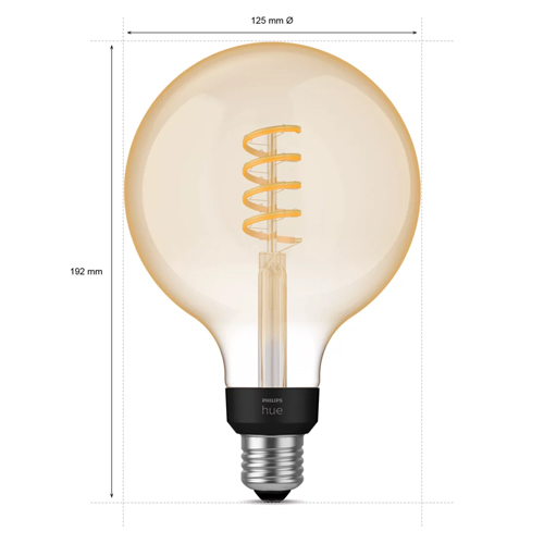 125mm Philips Hue Filament Globe E27 White Ambiance