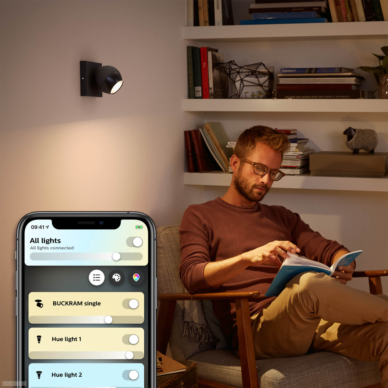 Philips Hue GU10 Buckram White Ambiance Opbouwspot 1-Spot Zwart & Dimmer Switch