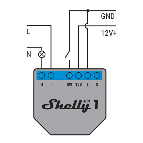 Shelly 1 WiFi Relais Schakelaar aanlsuitschema