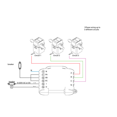 Shelly 3EM WiFi energiemeter aansluitschema