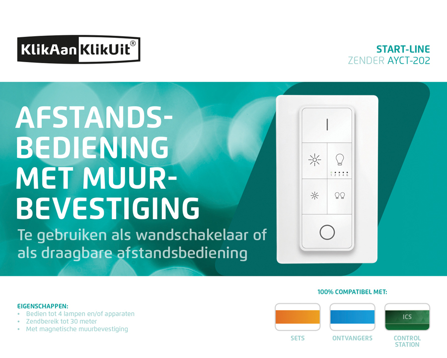 KlikAanKlikUit Afstandsbediening met Muurbevestiging 433Mhz