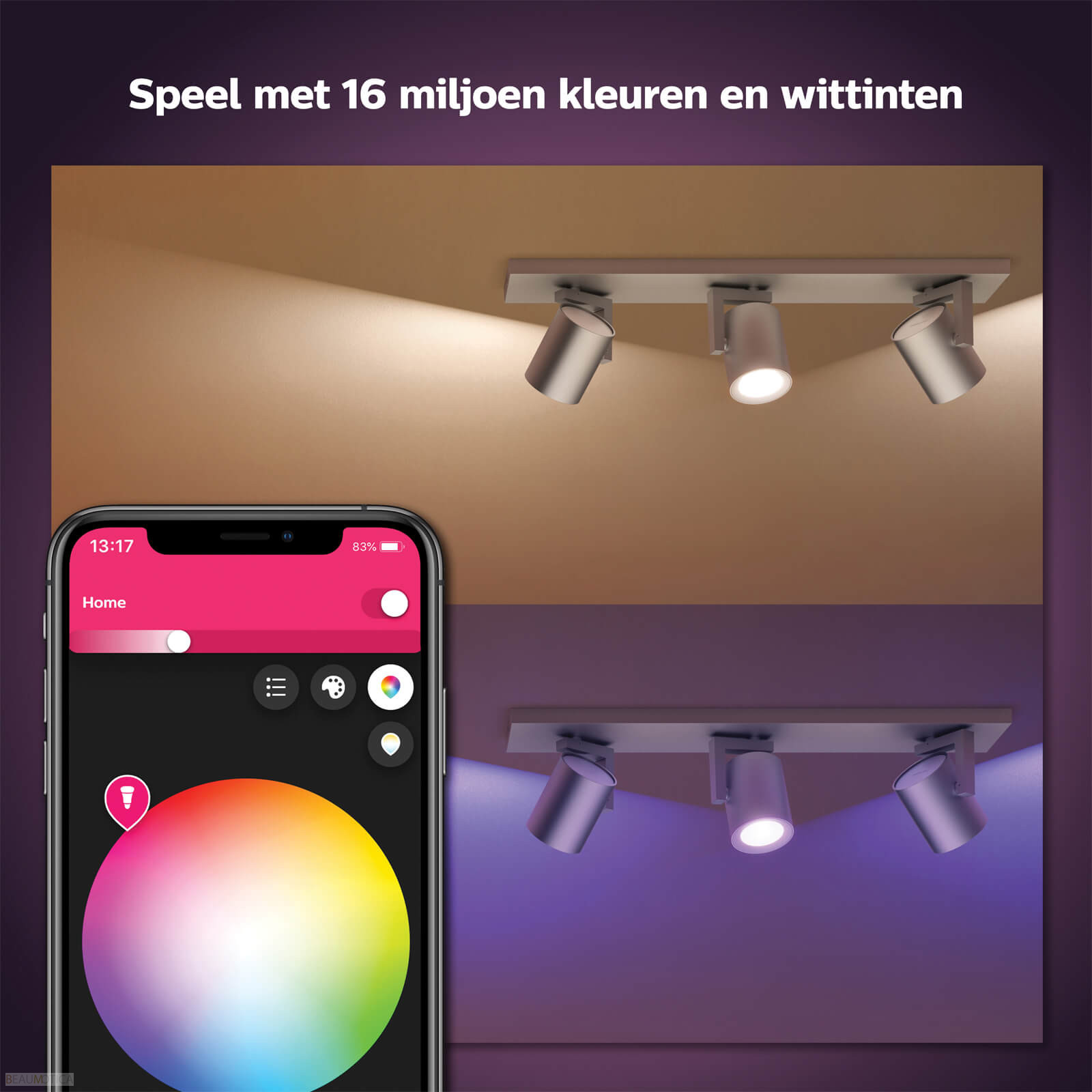 Philips Hue GU10 Argenta White Color Ambiance Opbouwspot 3-spots Aluminium