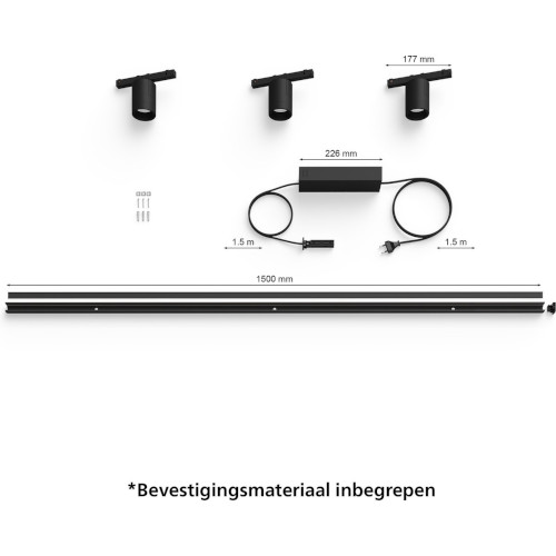 Philips Hue Perifo Basisset 3-pack Spot zwart