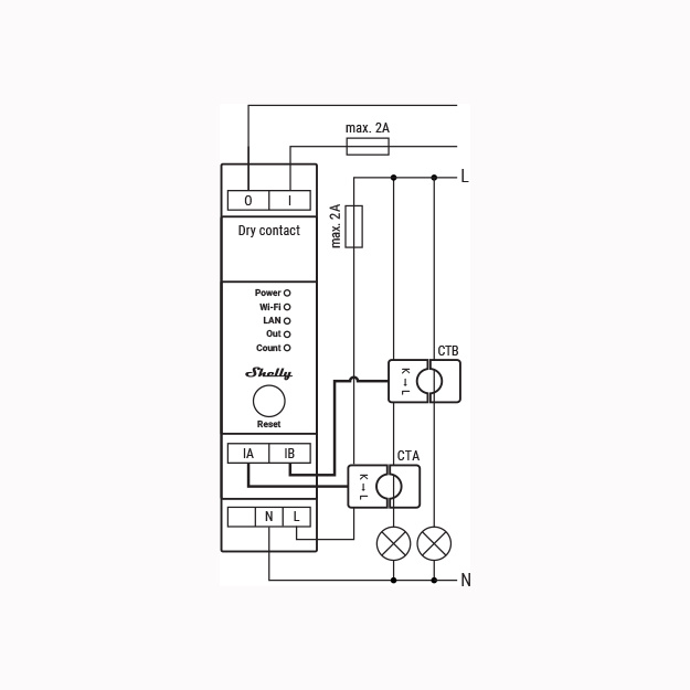 Shelly Pro EM-50 Installatieschema 