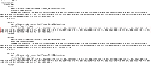 VERA XML file met IR codes