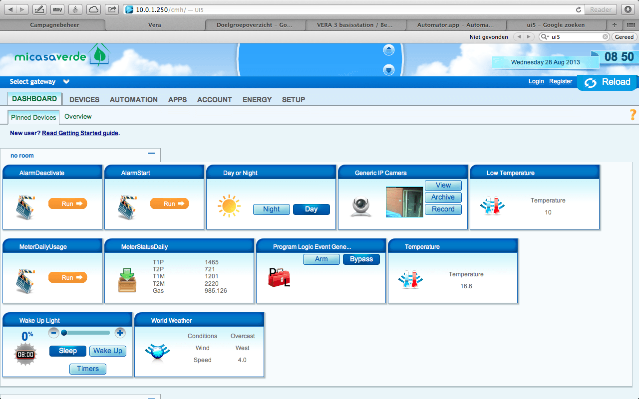 User Interface Vera UI5 MiCasaVerde