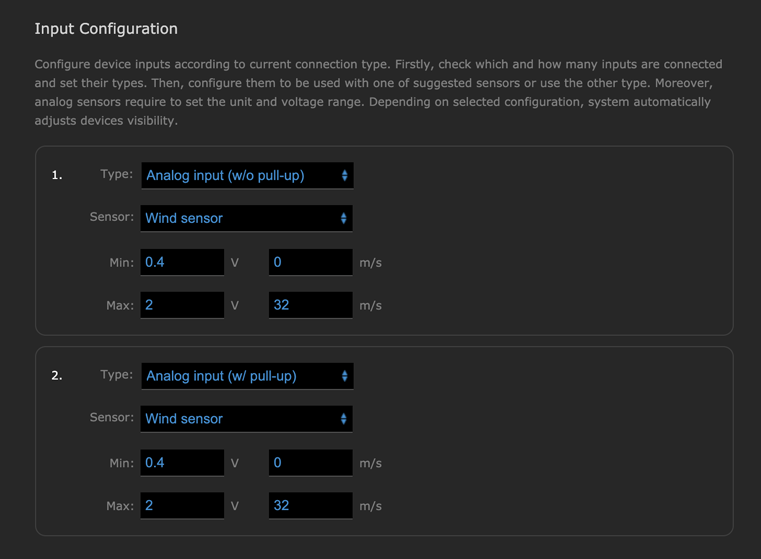 Smart Implant parameter settings for windmeter